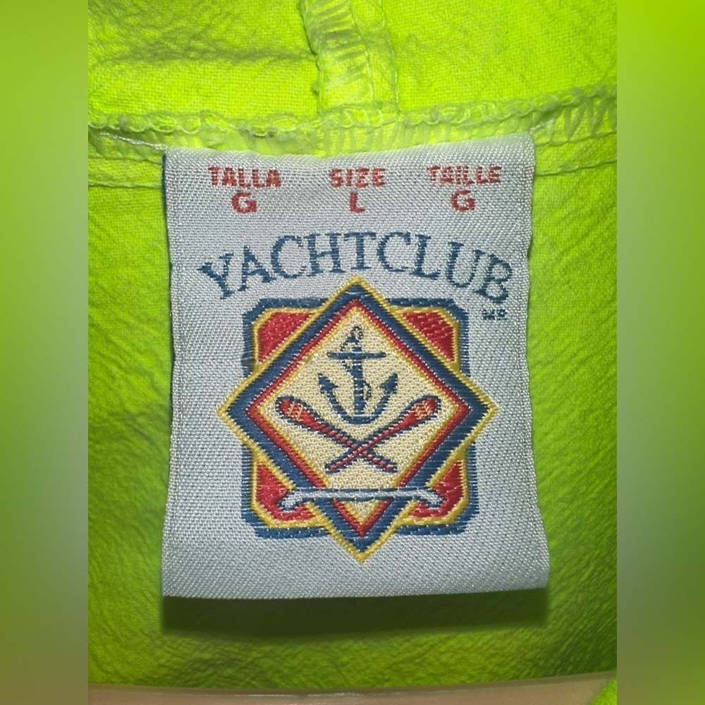 Yacht Club Lg Jacket Neon Green Hood Full Zip Kauai, Hawaii - Picture 4 of 4